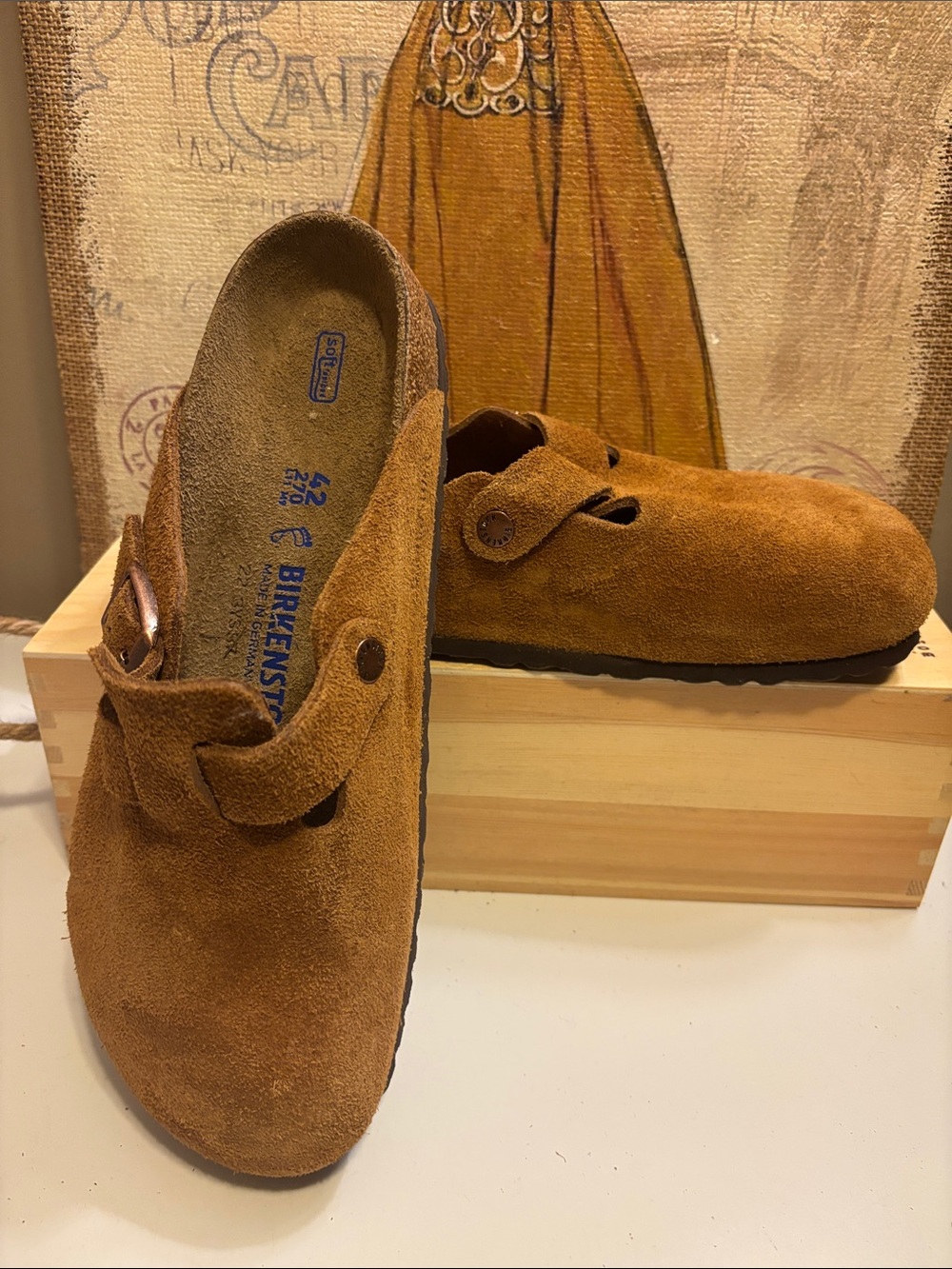 Birkenstock Men’sBoston Suede Clog - Rust Brown